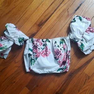 Floral Puff Sleeve Bandeau
